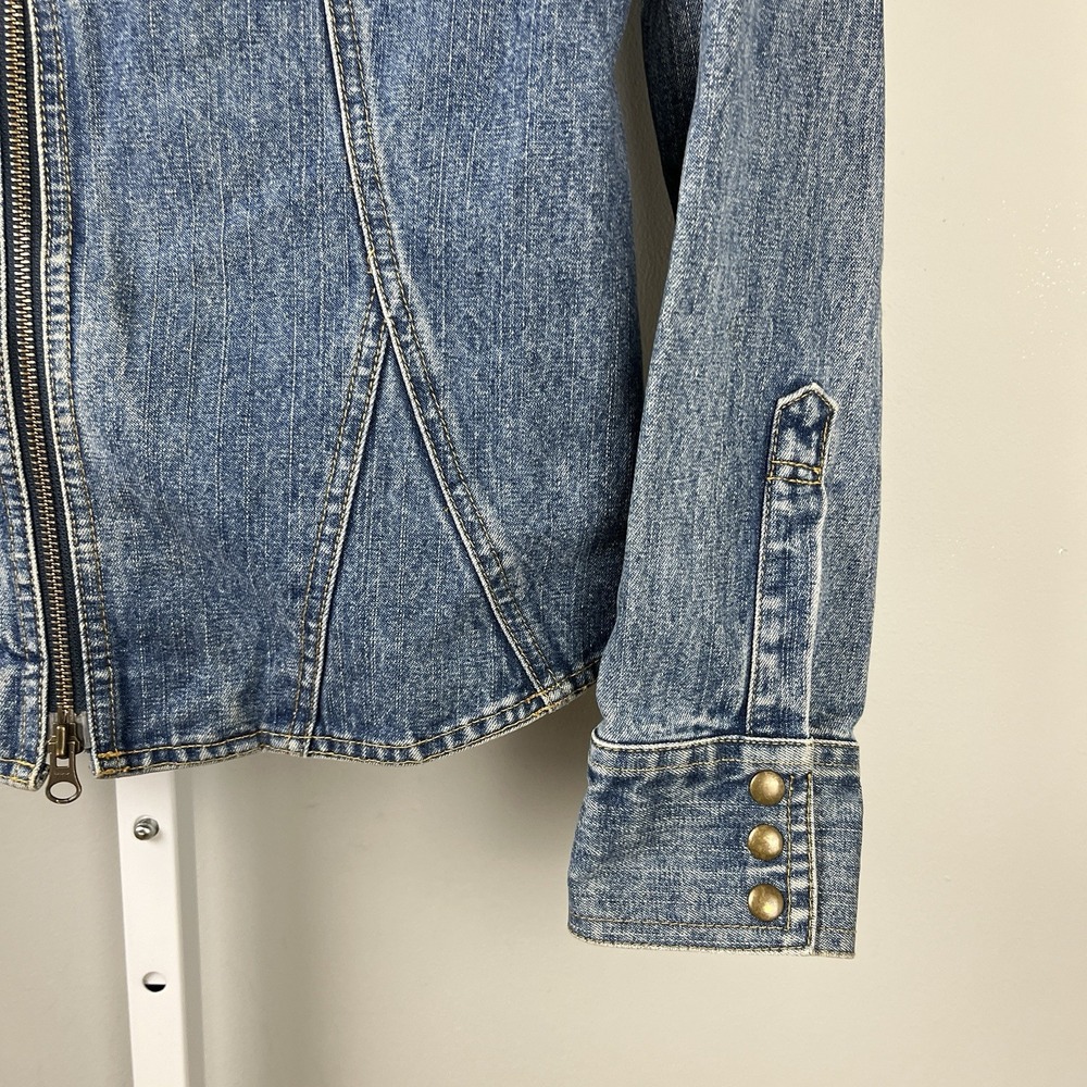 Vintage Y2K Arizona Jeans Denim Jacket Womens L Full Zip‎ 100% Cotton Western - Picture 3 of 6